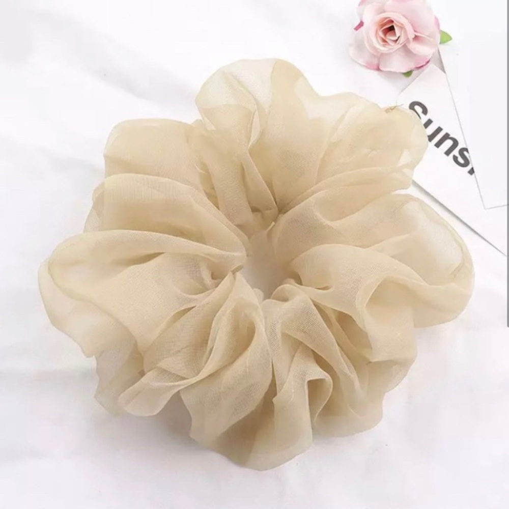 Oversized Tan/ Khaki Scrunchie Hair Accessory Hairtie Scrunch